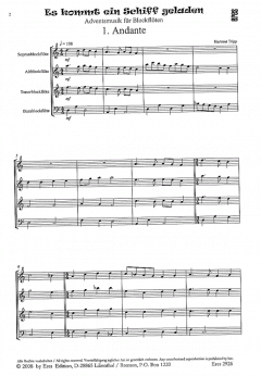 Es kommt ein Schiff geladen (Blockflötenquartett) (Hartmut Tripp) 
