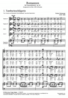Romanzen für Frauenstimmen op. 69 von Robert Schumann 