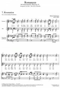 Romanzen II für Frauenstimmen op. 91 von Robert Schumann 