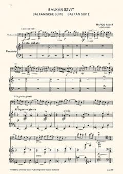 Balkanische Suite von Rudolf Maros für Violoncello (Violine oder Bratsche) mit Klavierbeglewitung im Alle Noten Shop kaufen