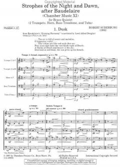 Strophes Of The Night And Dawn, after Baudelaire (Chamber Music Xi) (Robert Suderburg) 