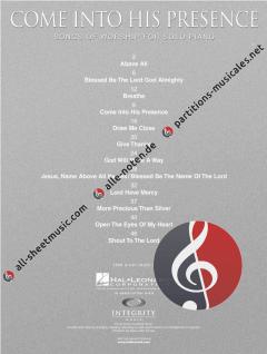 Come Into His Presence Songs Of Worship For Piano Solo 