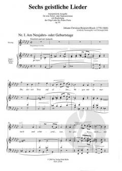 Sechs geistliche Lieder von Johann Christian Heinrich Rinck 
