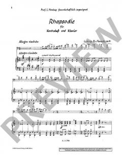 Rhapsodie op. 21 für Kontrabass und Klavier von Lajos Vasady-Balogh im Alle Noten Shop kaufen