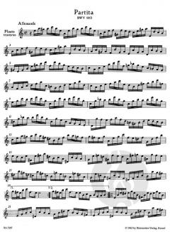 Partita in a-Moll BWV 1013 für Flöte solo von Johann Sebastian Bach (Download) 