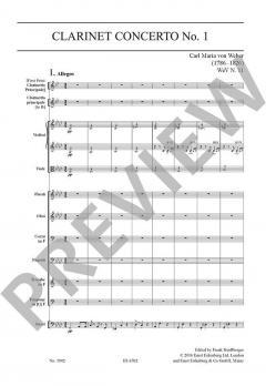 Konzert Nr. 1 op. 73 N.11 von Carl Maria von Weber für Klarinette und Orchester (Urtext) im Alle Noten Shop kaufen