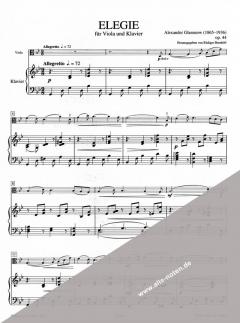 Elegie g-Moll op. 44 von Alexander Glasunow für Viola und Klavier im Alle Noten Shop kaufen - EP11327