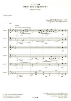 Adagio Extrait symph.no 7 von Anton Bruckner für Horn und Klavier