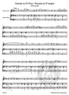 Zwei Sonaten von Georg Philipp Telemann für Querflöte und Basso continuo (aus Essercizii musici) im Alle Noten Shop kaufen