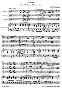 Sonate für drei Violinen und Basso continuo Anhang 43:B1 von Georg Philipp Telemann im Alle Noten Shop kaufen
