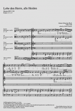 Lobet den Herrn, alle Heiden BWV 230 von Johann Sebastian Bach (Download) 