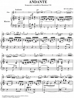 Andante C-dur KV 315 von Wolfgang Amadeus Mozart für Flöte und Orchester im Alle Noten Shop kaufen