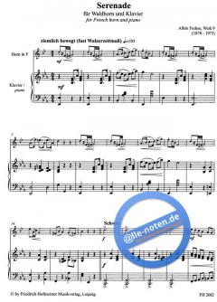 Serenade für Waldhorn und Klavier von Albin Frehse für Waldhorn und Klavier