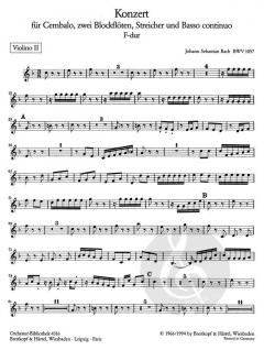 Konzert in F-Dur BWV 1057 von Johann Sebastian Bach für Cembalo, zwei Altblockflöten und Streichorchester im Alle Noten Shop kaufen (Einzelstimme) - OB4316-VL2