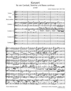 Konzert in a-moll BWV 1065 von Johann Sebastian Bach für vier Cembali und Streichorchester im Alle Noten Shop kaufen (Partitur)