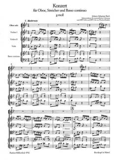 Konzert in g-Moll BWV 156/1056 von Johann Sebastian Bach für Oboe, Streicher und Bc im Alle Noten Shop kaufen (Partitur)
