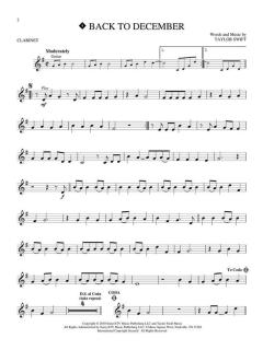 Instrumental Play-Along For Clarinet von Taylor Swift 