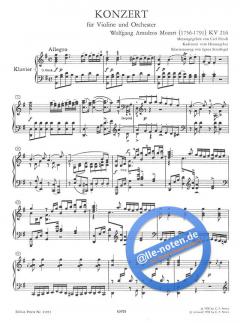 Konzert G-Dur KV 216 von Wolfgang Amadeus Mozart für Violine und Orchester im Alle Noten Shop kaufen