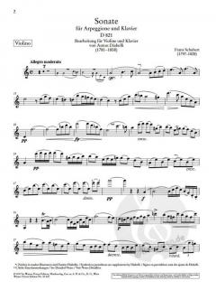 Sonate D 821 von Franz Schubert für Arpeggione und Klavier (Bearbeitung für Violine und Klavier) im Alle Noten Shop kaufen
