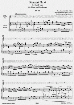 Konzert Es-Dur KV 495 von Wolfgang Amadeus Mozart für Horn und Orchester