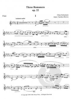 Three Romances Op. 22 for Flute and Piano von Clara Schumann 
