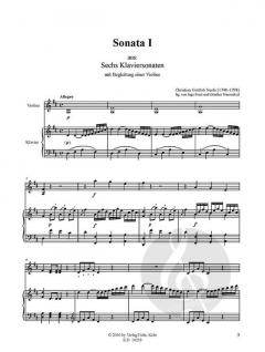Sonate Nr. 1 von Christian Gottlob Neefe für Violine und Klavier D-Dur (aus: Sechs Klaviersonaten mit Begleitung einer Violine) im Alle Noten Shop kaufen