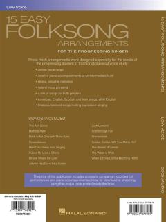 15 Easy Folksong Arrangements Low Voice 