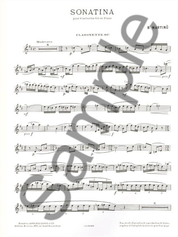 amplitude Steep float Sonatina by Bohuslav Martinu » Sheet Music for Clarinet