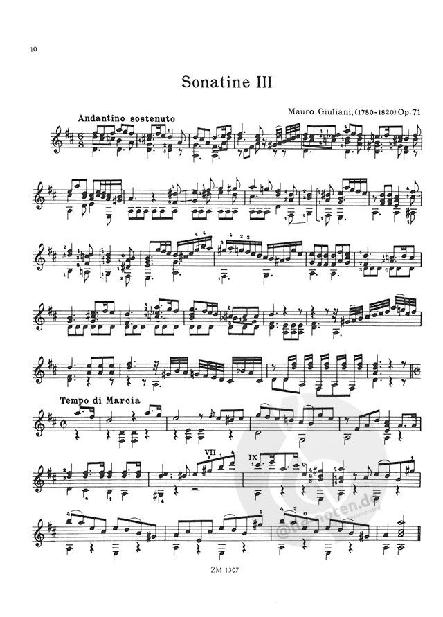 Three Sonatinas op. 71 by Mauro Giuliani » Sheet Music for Guitar