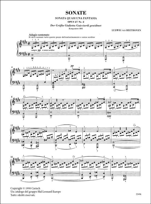 Pez anémona Consejo Anciano Mondscheinsonate Op.27, Carlo Vidusso by Ludwig van Beethoven » Piano Sheet  Music