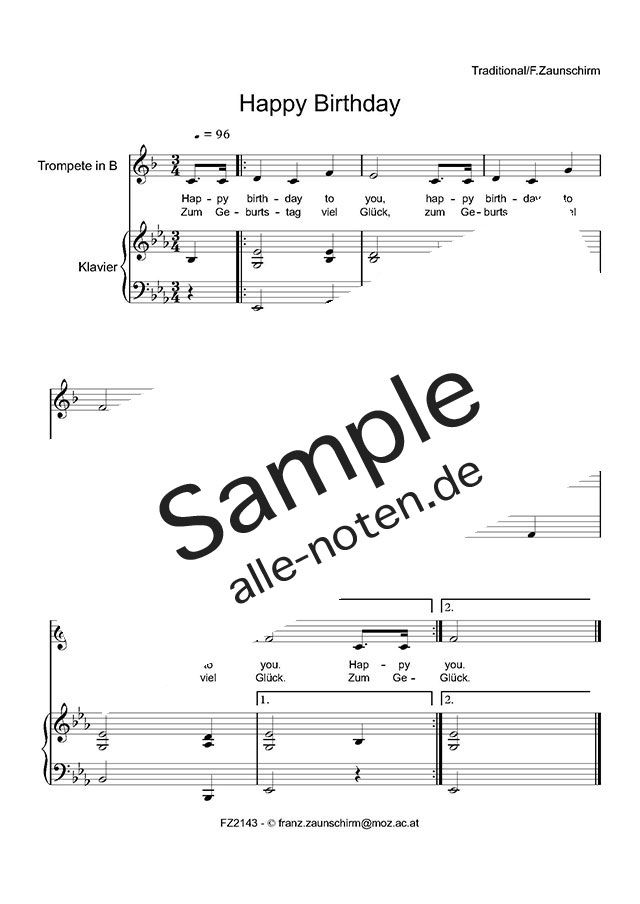 Happy Birthday (Download) » Trumpet Sheet Music