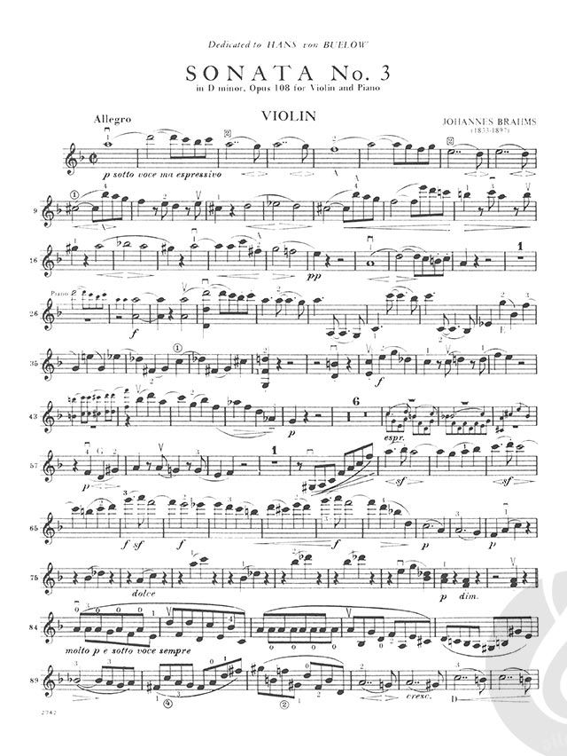 3 Sonatas op. 78, 100 & 108 by Johannes Brahms » Sheet Music for Violin