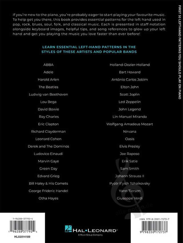 First 50 Left-Hand Patterns You Should Play on Piano » Sheet Music for ...