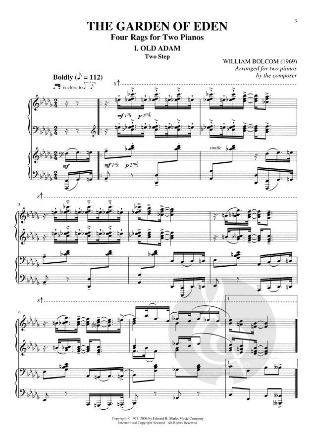 William Bolcom Piano Sheet Music