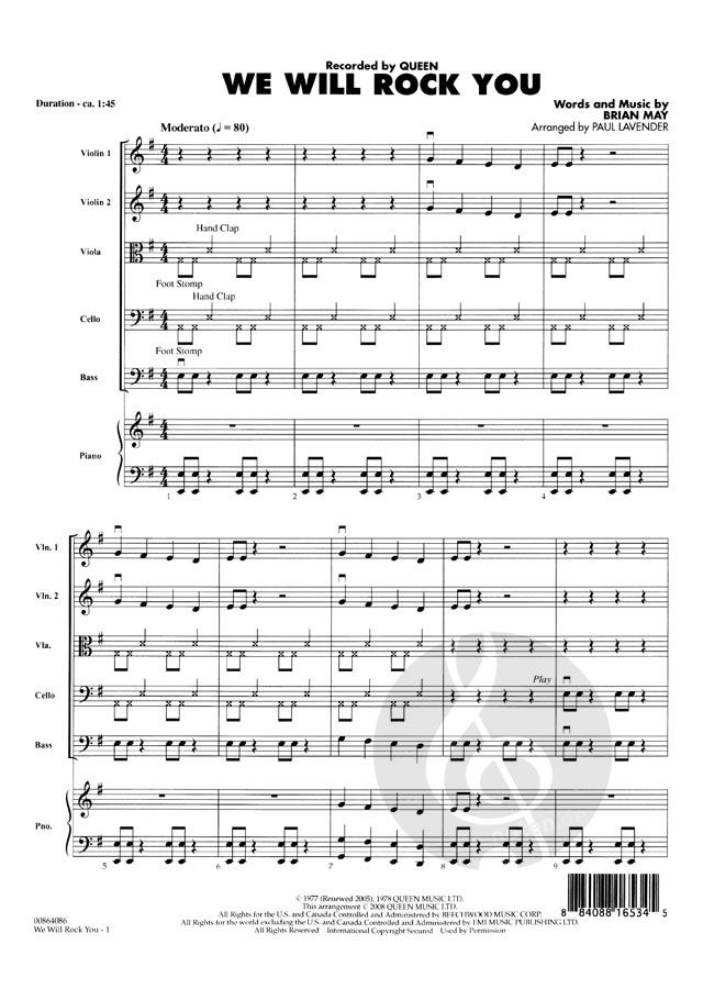 avance Arrastrarse estilo We Will Rock You by Brian May » Sheet Music for String Orchestra