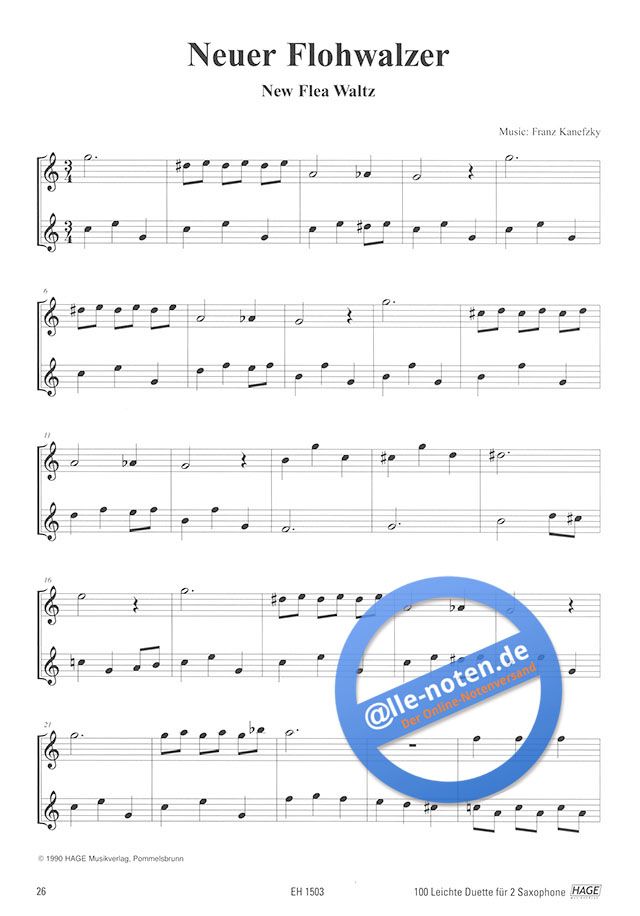 100 Leichte Duette für 2 Saxophone by Franz Kanefzky » all-sheetmusic.com