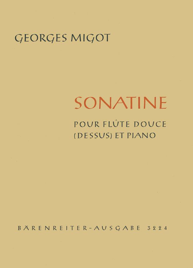 und Recorder » Sheet für (Georges for Klavier Migot) Music Sonatine Sopranblockflöte