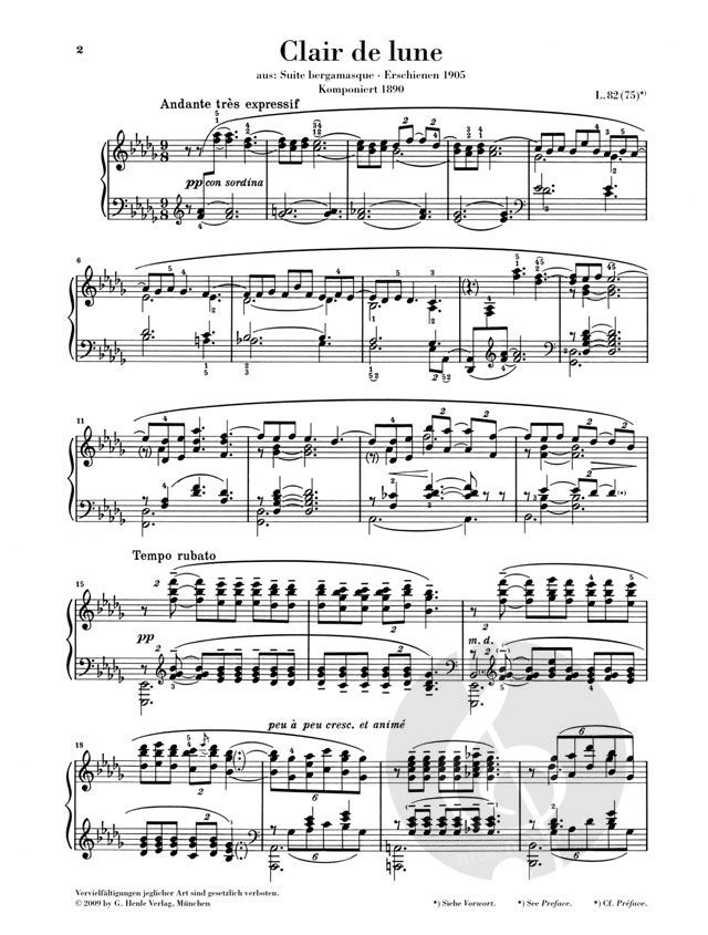 Clair de Lune Sheet Music Piano Solo NEW Claude Debussy 000202131 