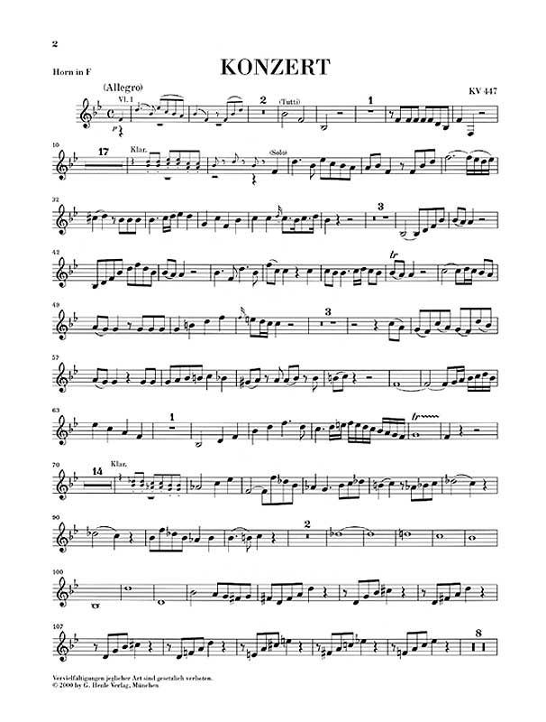 Concerto for Horn and Orchestra No. 3 E flat major K. 447 by