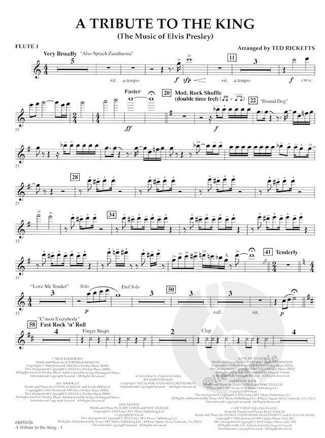 A Tribute to the King by Elvis Presley » Sheet Music for Orchestra