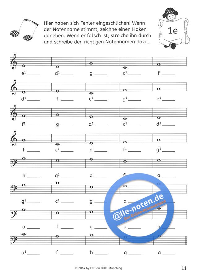 Notenrätsel für junge Klavierspieler Das Notenpiratenbuch