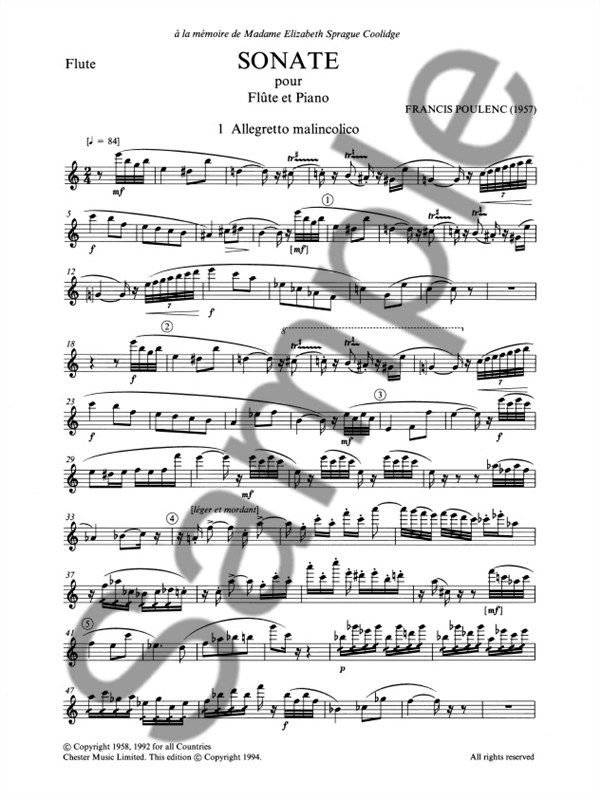 Sonata for Flute and Piano by Francis Poulenc » all-sheetmusic.com