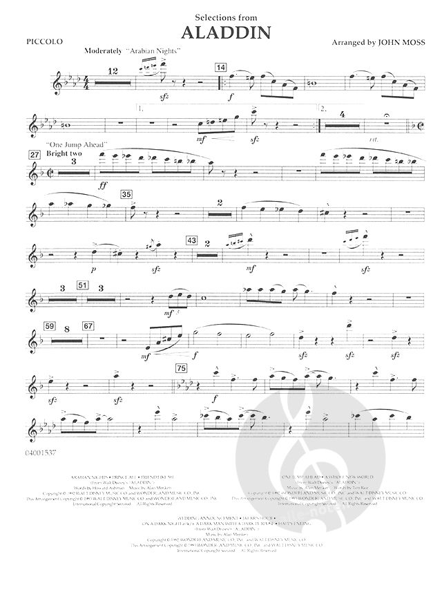 Aladdin Selections (Alan Menken) » Sheet Music for Concert Band