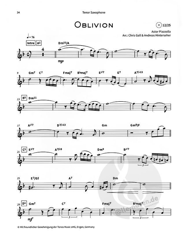 Tango for 2 by Quadro Nuevo » Saxophone Sheet Music - DUX951-CD